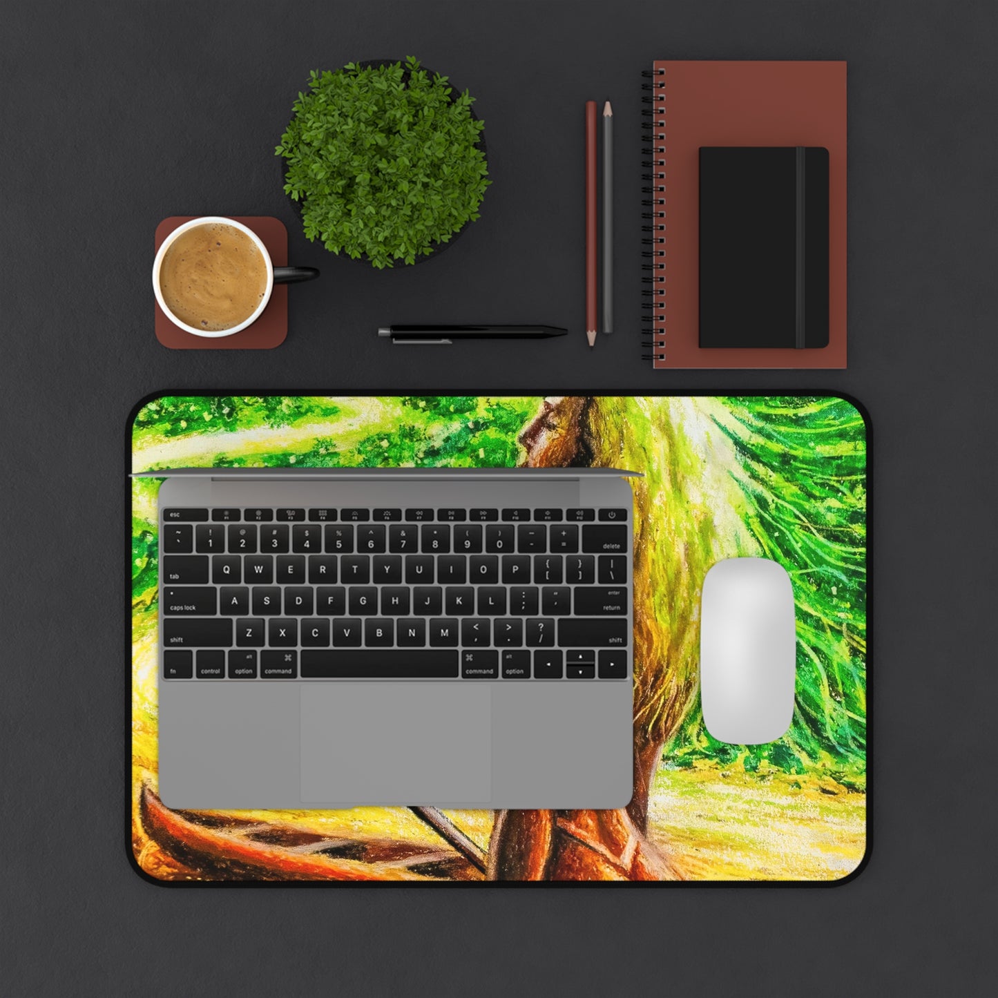 Vibrant Flow Nature Desk Mat, Artistic Mouse Pad, Office Decor, Eco-Friendly Workspace, Gift for Wild Explorer, Earthy Aesthetic
