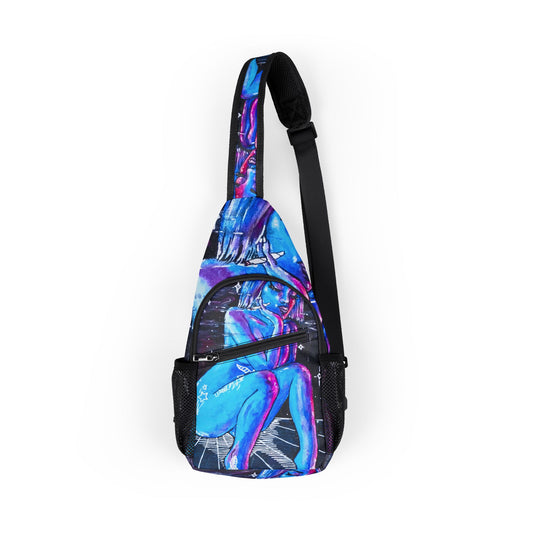 Vibrant Cosmic Dreamer Art Chest Bag, Trendy Sling Backpack, Unique Graphic Messenger Bag, Colorful Daypack for Festivals, Perfect Gift for Art Lovers