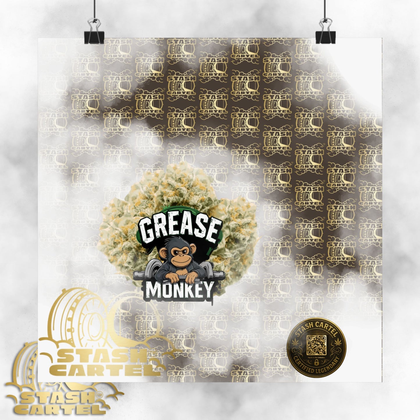 🧼🛠️ Grease Monkey Poster – Gassy Hybrid Wall Art with Full-Body Chill