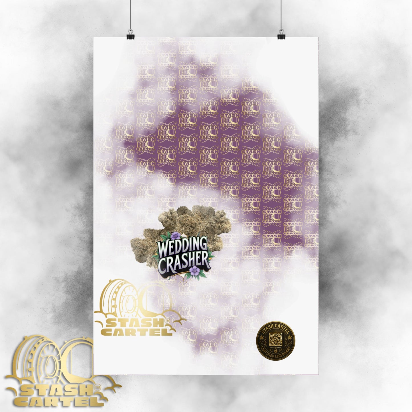 🎉💍 Wedding Crasher Poster – Uplifting Hybrid Wall Art with Vanilla Cake & Purple Gas
