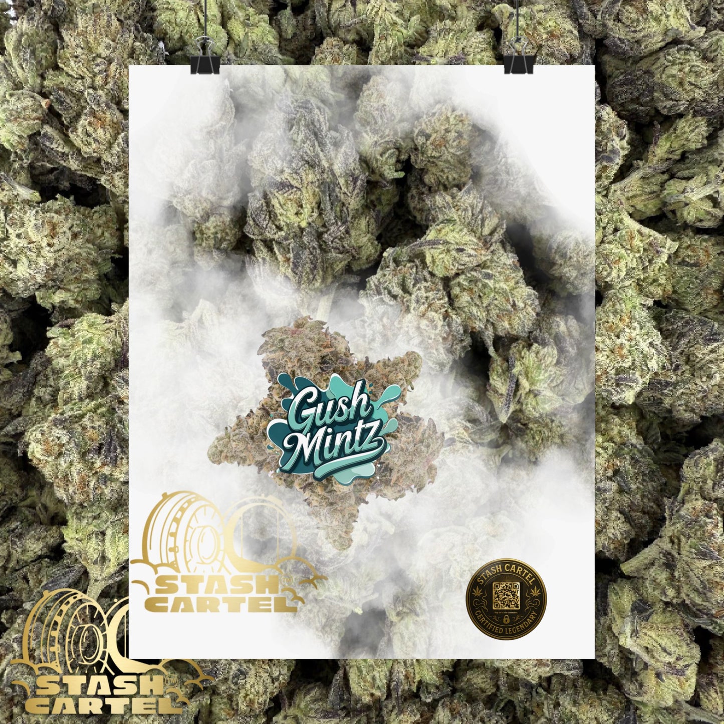 🌬️ "Gush Mintz" Hybrid Poster Print – Ice-Cold Cannabis Wall Art with Minty Drip