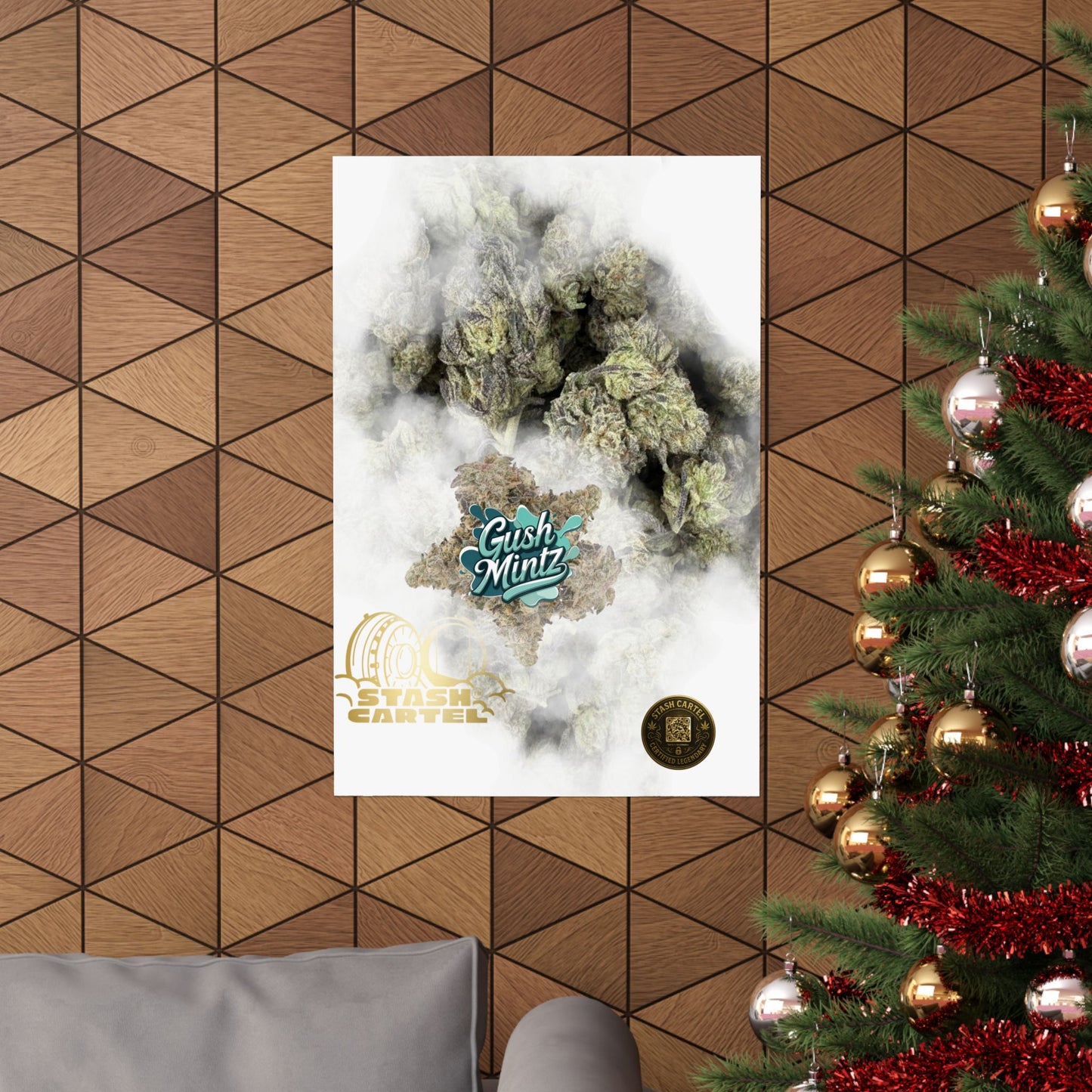 🌬️ "Gush Mintz" Hybrid Poster Print – Ice-Cold Cannabis Wall Art with Minty Drip