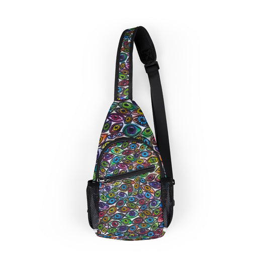 Colorful Eye See You Too Chest Bag for Everyday Adventures, Stylish Sling Bag, AOP Cool Accessory for Festivals, Travel, Gifts