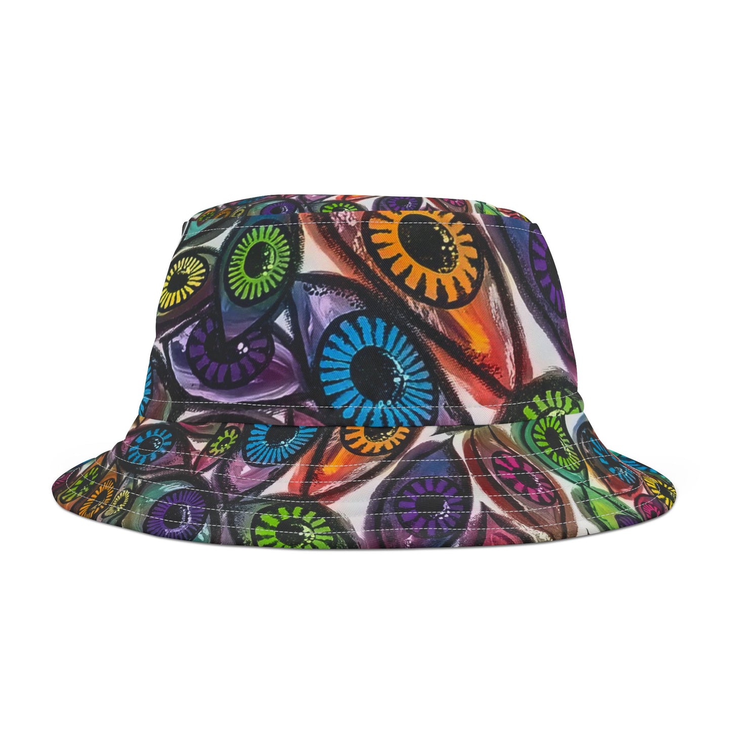 Colorful Eye See You Too Bucket Hat, Bohemian Summer Accessory, Festival Gear, Beachwear, Unisex Hat