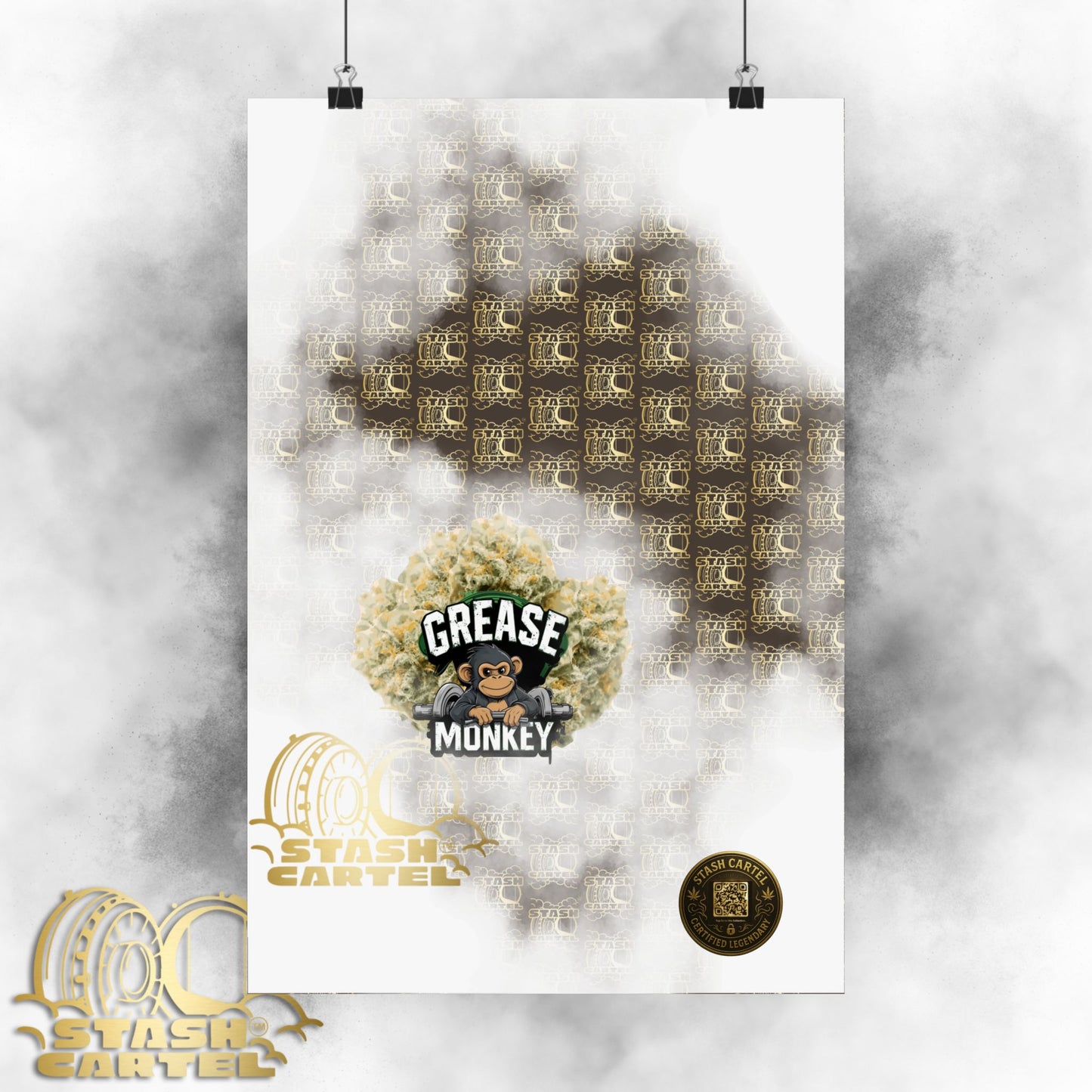 🧼🛠️ Grease Monkey Poster – Gassy Hybrid Wall Art with Full-Body Chill