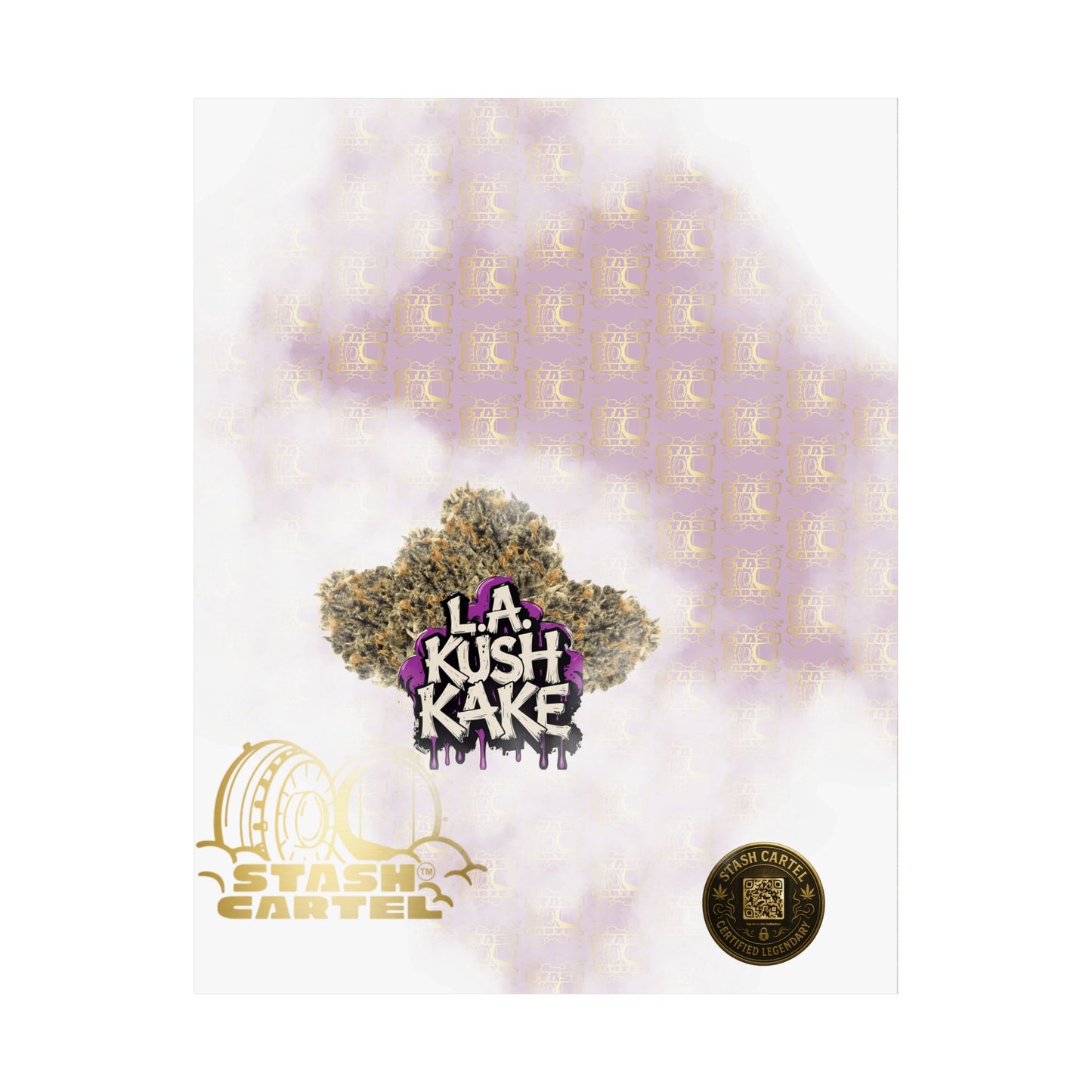 🎂🌴 LA Kush Cake Poster – Indica Hybrid Wall Art with Vanilla Cake & OG Gas