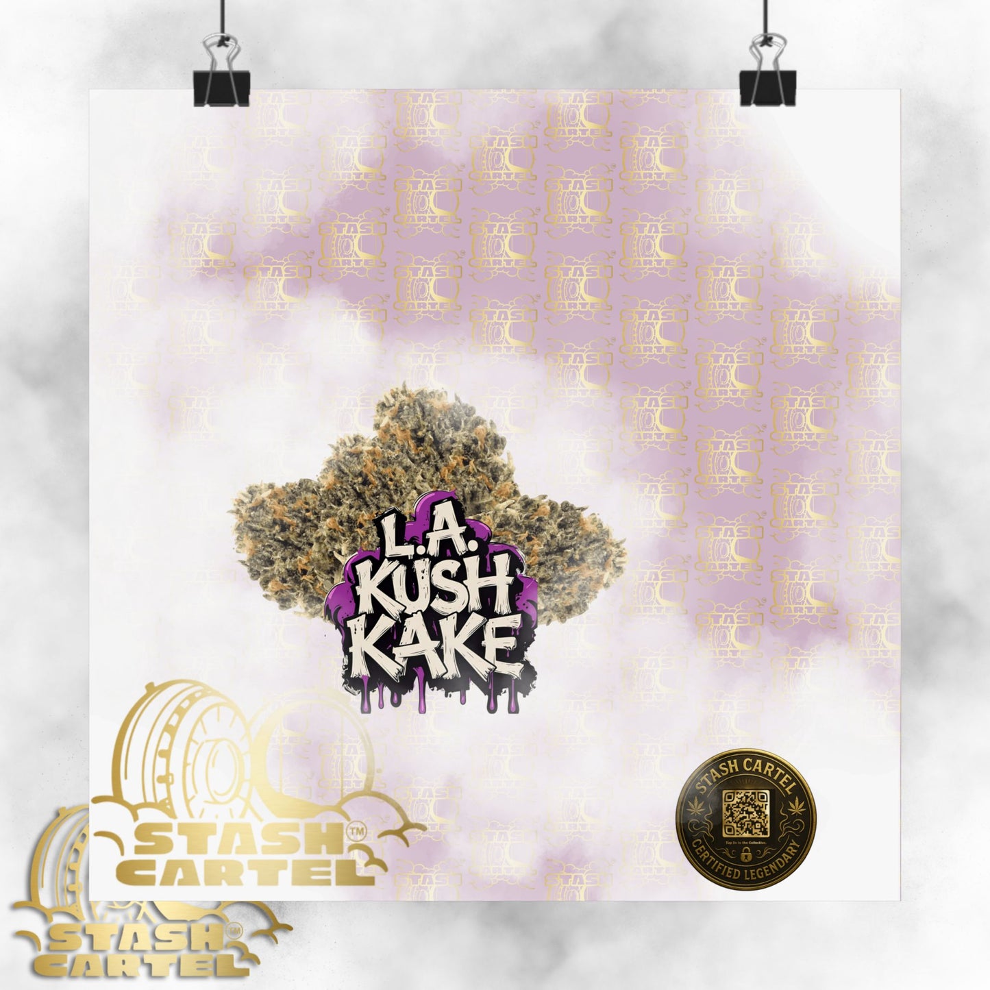 🎂🌴 LA Kush Cake Poster – Indica Hybrid Wall Art with Vanilla Cake & OG Gas