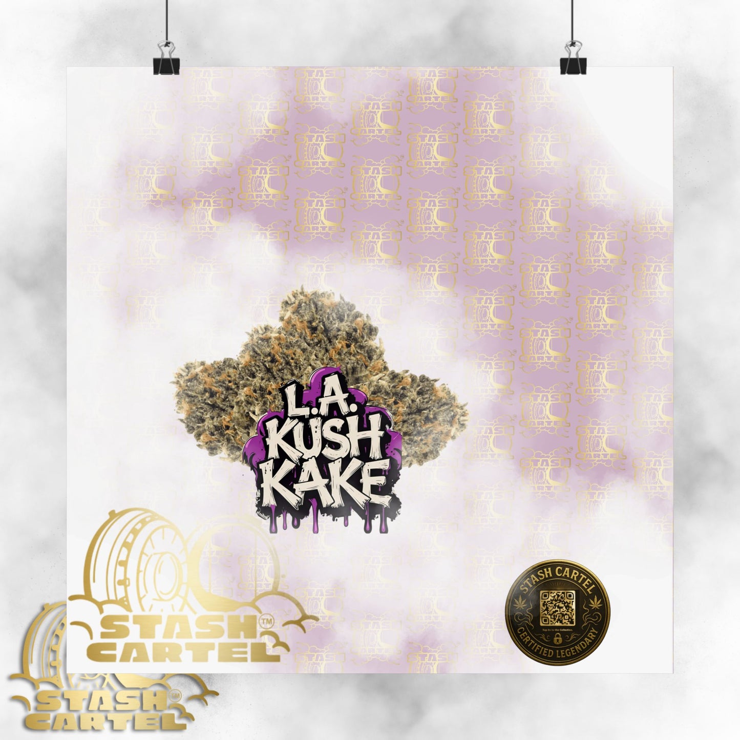 🎂🌴 LA Kush Cake Poster – Indica Hybrid Wall Art with Vanilla Cake & OG Gas