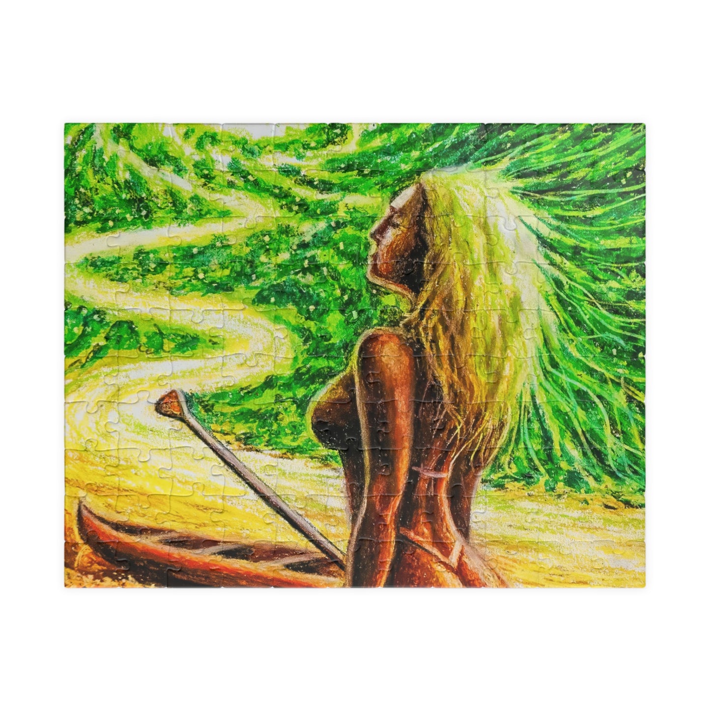 Nature-Inspired Vibrant Flow Puzzle Featuring Serene Woman, 110-520 Pieces, Eco-Friendly Family Game, Outdoor Vibes, Mindful Relaxation