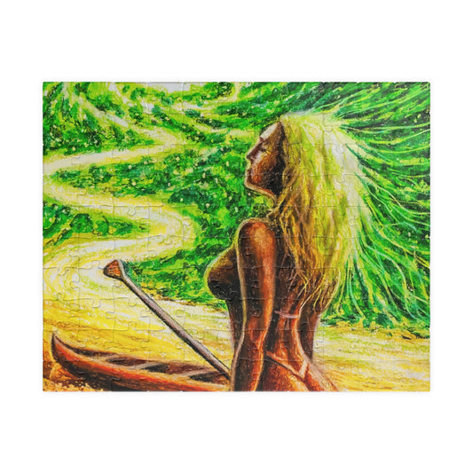 Nature-Inspired Vibrant Flow Puzzle Featuring Serene Woman, 110-520 Pieces, Eco-Friendly Family Game, Outdoor Vibes, Mindful Relaxation