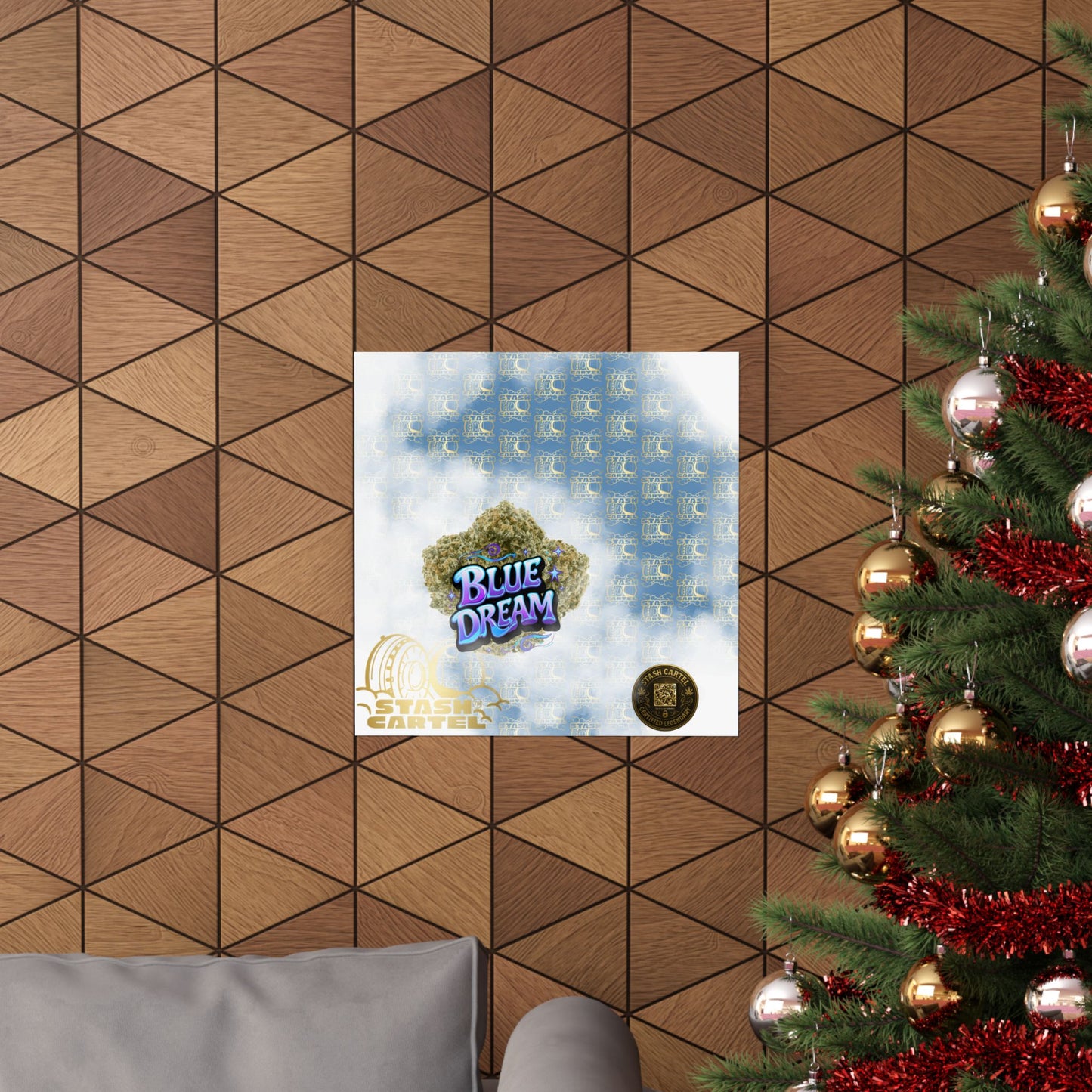 💭 "Blue Dream" West Coast Sativa Hybrid Poster – Classic Cali Cannabis Art in Sky Blue Tones